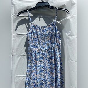 SHEIN Blue and White Spaghetti Strap Sundress